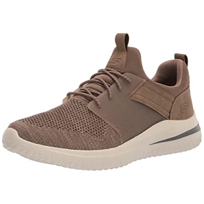 Bild av Skechers Delson 3.0 Cikada herr Sneaker, Kaki stickat nät med syntetiskt, 42.5 EU