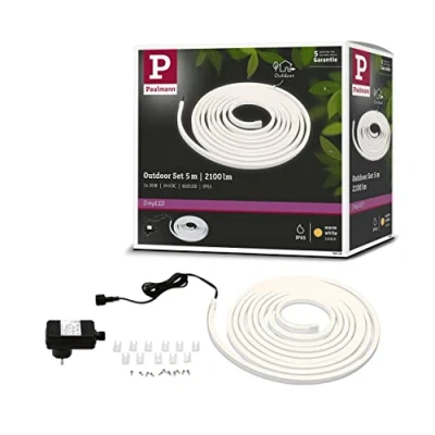 Bild av Paulmann 78906 LED Stripe Set Outdoor SimpLED 5m Varmvit inkl. 1x20 Watt Strip Vit Ljusremsa Plast 3000 K