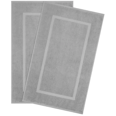 Bild av Hammetex Badrumsmatta set i 2 delar, 100 % bomull duschmatta för badrum, absorberande tvättbara badrumsmattor 51 x 86 cm stora badmattor, ljusgrå