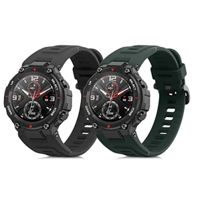 Bild av kwmobile 2x Sportsarmband kompatibelt med Huami Amazfit T Rex/T Rex Pro armband TPU Silicone Set Fitness Tracker Mörkgrön Grå