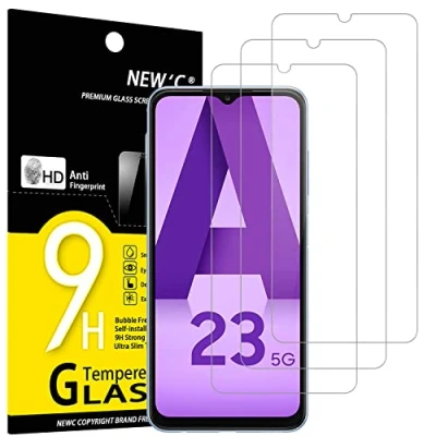 Bild av NEW&#039;C 3 Pack, skärmskydd i glas för Samsung Galaxy A23 4G, 5G, bubbelfri, 9H hårdhet, 0,33 mm ultratransparent, ultrabeständigt härdat