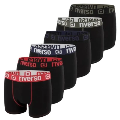 Bild av riverso Boxershorts för män, RIVOle, 6 pack, kalsonger, retroshorts, set, boxershorts, stretch, svart, grå, blå, vit, grön, röd, orange, gul, S, M, L, XL, XXL, 3XL, 4XL, 5XL, Färgblandning 4