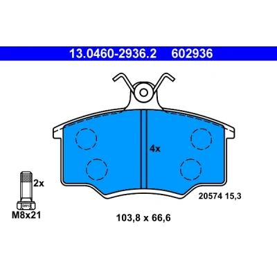 Bild av ATE 13.0460 2936.2 Jeu de plaquettes frein contact signal d&#039;usure exclu avec vis d&#039;étrier AUDI: Coupe B2, 80 B2