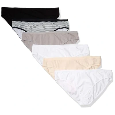 Bild av Amazon Essentials kvinnors bomull bikini trosor underkläder (finns i plusstorlek), paket med 6, grundfärger/rand, 2X