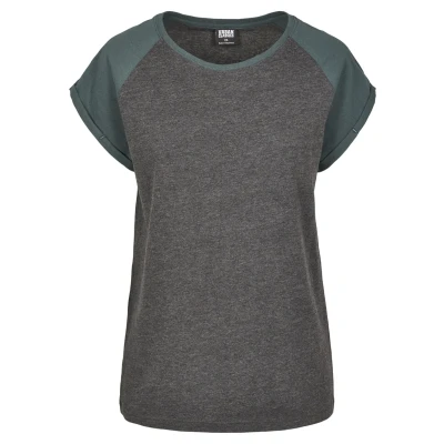 Bild av Urban Classics Contrast Raglan Tshirt med print, Storlek: 4XL, Charcoal/bottlegreen