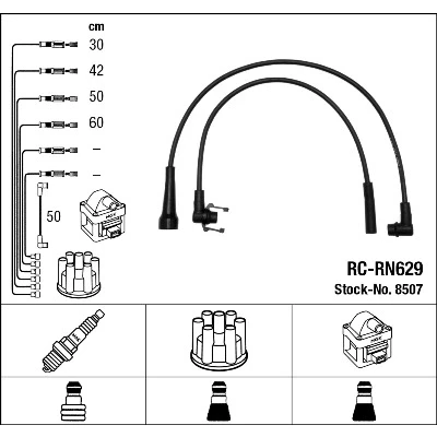 Bild av NGK 8507 Jeu De Fils d&#039;Allumage 5 RENAULT: 21 Break, R21 portes, Super 3/5 portes