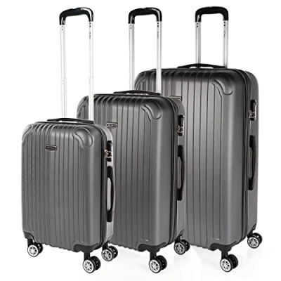 Bild av ITACA Uppsättning vagn resväska 70cm plus Beauty case ABS. Expanderbar. Hårt skal. Teleskophandtag, 2 handtag, 4 hjul. Kombinationslås, Antracit