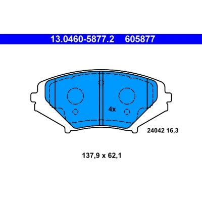 Bild av ATE 13.0460 5877.2 Jeu de plaquettes frein non préparé pour indicateur d&#039;usure, contact signal d&#039;usure exclu MAZDA: RX 8