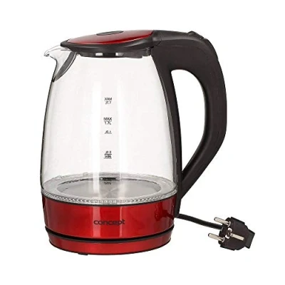 Bild av CONCEPT hushållsapparater rk4030re glas vattenkokare, LED belysning, antikalkfilter, 1,7 l, 2200 W, glänsande röd/glas