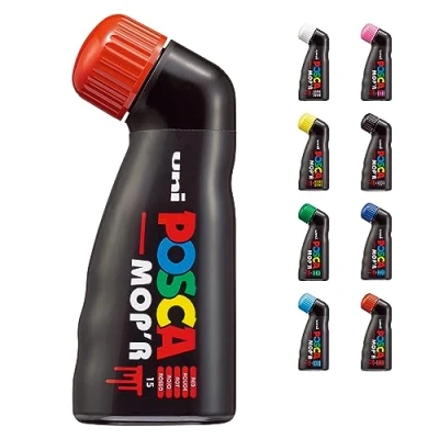 Bild av POSCA Uni Mitsubishi Pencil MOP&#039;R Märkpenna XXL rund spets 3 19 mm ergonomisk form, halvstyv kropp vattenbaserad färgmarkör alla underlag röd