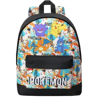 Bild av Pokemon ryggsäck barn tonåring ledig skolväska Pikachu pokeball barnryggsäck för skola sport kita resa fritid anime gåva, Multi graffiti, 45x37x13cm