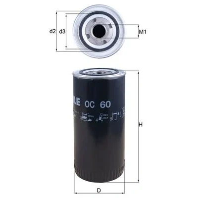 Bild av MAHLE ORIGINAL OC 60 Filtre à huile avec un clapet de non retour vissé MERCEDES BENZ: Classe E Berline, Break, SK