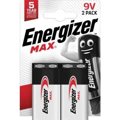 Bild av Energizer batterier, max 9 V alkaliskt blockbatteri, 2 stycken