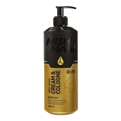 Bild av NISHMAN Aftershave Cream Cologne 04 Gold One 400ml 2in1 Kräm &amp; Cologne, Extra Återfuktande för Män Uppfriskande Kylande Post Shave Spray Lotion