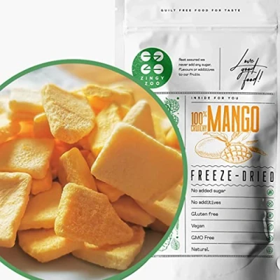 Bild av Frystorkat Mango 100% Naturlig Torkad Frukt Uttorkad Mangobitar Inget Tillsatt Socker Frystorkad Gefriergetrocknete Freeze Dried Fruit Chunks ZingyZoo