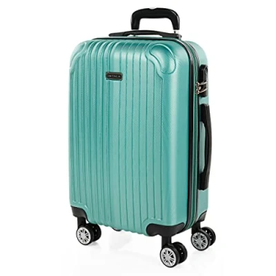 Bild av ITACA Vagn resväska, 50 cm, hytt, ABS. Handbagage. Stel och lätt. Teleskophandtag, 2 handtag 4 hjul. Lågprisflyg Ryanair Vueling, Acquamarine