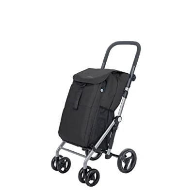 Bild av Carlett 4 Wheels, Lett430 Classic Duo, Foldable Trolley with Large Capacity, 25 kg, 53 L Shopping, 9 Thermal Bag and Back Compartment, Volcano Black, 25kg