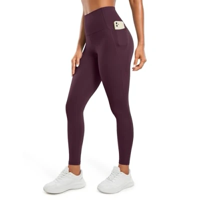 Bild av CRZ Yoga Womens Butterluxe Träning Leggings 28 Inches Hög Midja Gym Byxor Med Fickor Running Buttery Soft Djup lila M