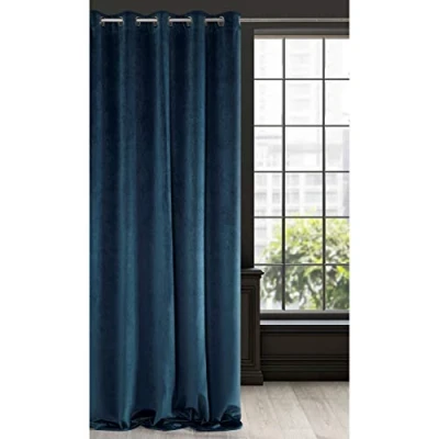 Bild av Eurofirany RIA Mörkläggningsgardin, Ogenomskinlig, Satänggardin med Öljetter 1st. Extra Lång Gardin, Elegant, Vanlig, Vardagsrum, Sovrum, Densitet 290 g/m², 140x250 cm, Marinblå