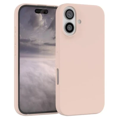 Bild av EAZY Case Premium silikon mobilskal för iPhone 16 Slim med kameraskydd och innerfoder Silikonfodral Skyddsfodral Bumper Skal mobiltelefon Mjukt fodral i Rosa brun