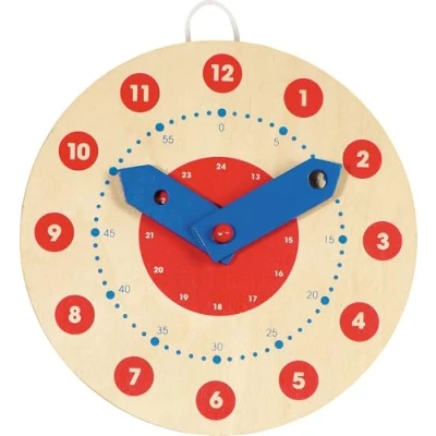 Bild av Goki 58980 inlärningsklocka, trä, pedagogisk klocka för barn att lära sig den analoga tiden inklusive timmar, minuter, sekunder, pedagogiska leksaker förskoleelever, 18 cm diameter, från 5 år,