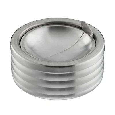 Bild av Relaxdays Vindaskkopp, fällbart lock, utomhus och inomhus, rostfritt stål, rund aska, H x D: 5,5 11,5, silver, 1 st