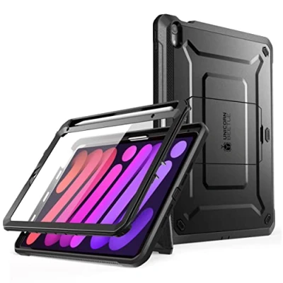Bild av SUPCASE Fodral för iPad Mini 7 2024 (A17 Pro) / 6 2021 8,3 tum med Integrerat Skärmskydd, Pennhållare och Stativ (Svart)