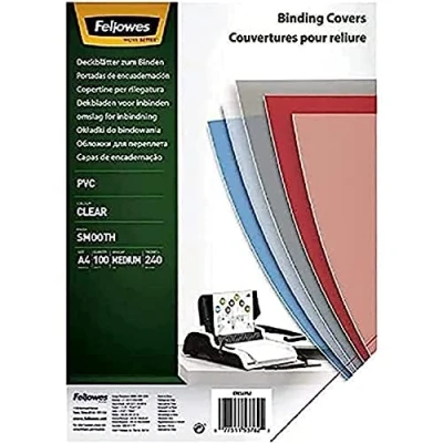 Bild av Fellowes A4 bindningshölje 240 mikron PVC bindningsskydd paket med 100 bindningshöljen genomskinlig