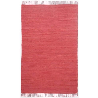 Bild av Theko Dhurry matta av 100% bomull platt tyg glad handvävd färg: fuchsia 90 x 160 cm, fuchisa