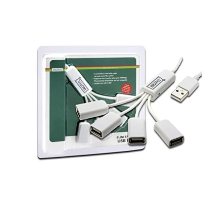 Bild av DIGITUS USB hubb 4 portar höghastighets 2.0 480 MBit/s Spider USB/strömförsörjning vit