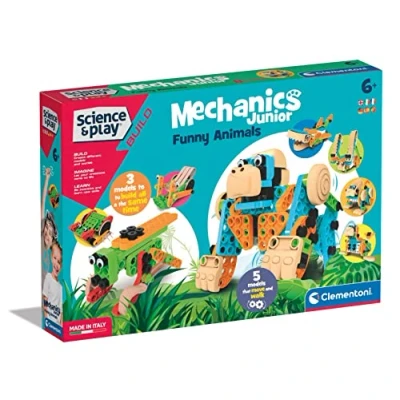 Bild av Clementoni 97860 Science &amp; Play BUILD Mechanics Junior Roliga djur, byggsats för 8 djurmodeller, motordrivna byggleksaker barn från 6 år Amazon Exclusive