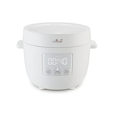 Bild av Yum Asia Tsuki mini riskokare med Shinsei keramikskål (2,5 koppar, 0,45 liter) 5 ristillagningsfunktioner, 2 multikokarfunktioner, dold LED skärm, 220 240V (Pebble White)