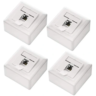 Bild av deleyCON 4x CAT6 Universellt Nätverksuttag 1x RJ45 Port Skärmad Ytmonterad eller Infälld 1 Gigabit Ethernet Nätverk EIA/TIA 568A&amp;B Vit