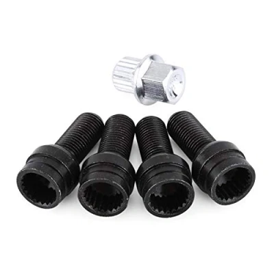 Bild av Hjulbult, 4 + 1 M14 * 1,5 MM Svart stålbultlås Lugmutter Set med nyckel