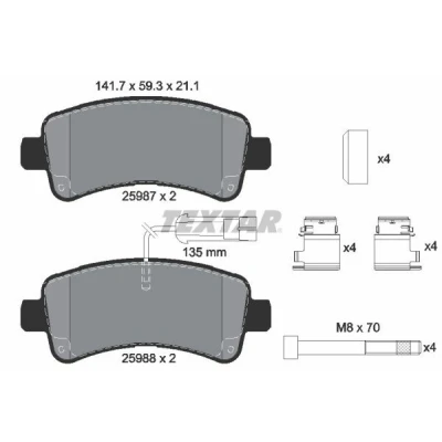Bild av TEXTAR 2598701 Jeu de plaquettes frein contact signal d&#039;usure inclus avec vis d&#039;étrier accessoires FIAT: Ducato III Van