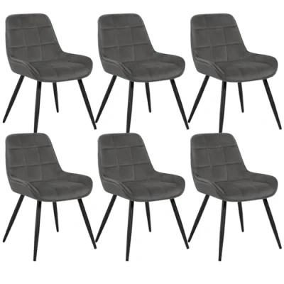 Bild av WOLTU Matrumsstolar set om 6, stoppad stol i sammet, köksstol, vadderad, accentstol för vardagsrum sovrum kök, ergonomisk med ryggstöd, svart, BH331sz 6