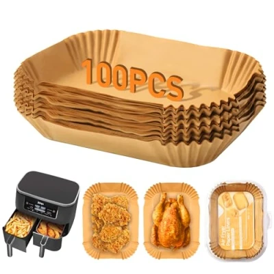 Bild av bakpapper för varmluftsfritös Ninja Double Stack XL SL400EU, 100 st förtjockning Airfryer AF400EU, AF300EU, Air Fryer Baking Paper Liners, Foodi Accessories tillbehör