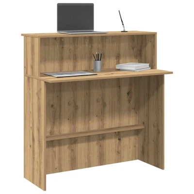 Bild av vidaXL Receptionsdisk artisan ek 100x50x103,5 cm konstruerat trä, reception, kontorsreception, kassadisk, salongsreception, receptionsbar