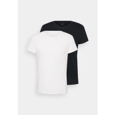 Bild av GANT Herr C hals T shirt 2 pack underkläder, svart/vit, standard (2 pack), one size
