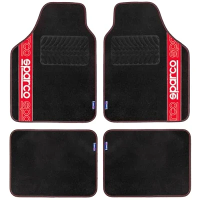 Bild av SPARCO SPF510RD Ensemble de tapis sol Polyester avant et arrière 4 noir 66 x 47 cm (front), 37 (rear)