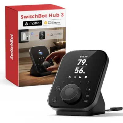 Bild av Smart SwitchBot Hub 3 Comp. Matter hubb, IR fjärrkontroll, Bluetooth fungerar som Wi Fi termometer och hygrometer, kompatibel med Alexa, Apple HomeKit, Google Home IFTTT.