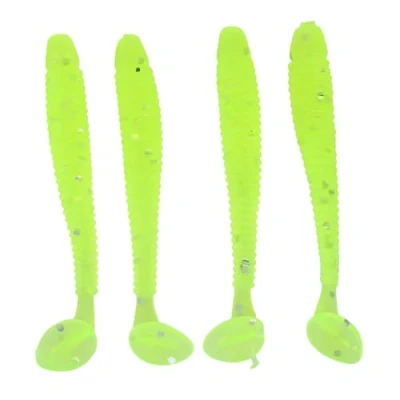 Bild av Gummifisk, 50 stycken Mjukt fiskedragset, 5 cm Fiskedrag i plast T svans Grub Mask Age Fisksele Tillbehör 9 färger (fluorescerande grön)