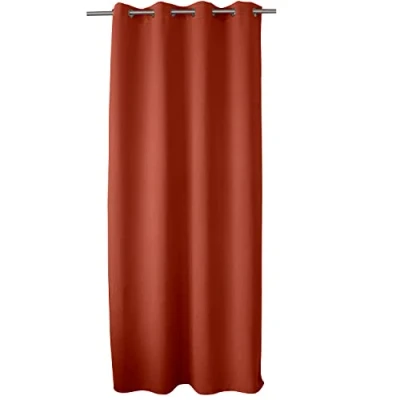 Bild av Enjoy Home, Ockult gardin med 8 kromade metallöglor diameter 4 cm, 100% polyester, 140 x 240 Oeko Tex certifierat, redo att installera, lätt rengöra, grundläggande kollektion, terrakottafärg