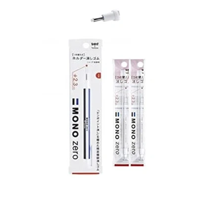 Bild av Tombow Mono suddgummi set innehåller noll rund spets radergummi vit/radergummi påfyllning (paket med 2)