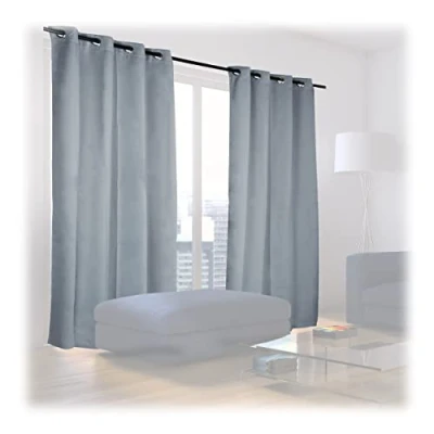 Bild av Relaxdays mörkläggningsgardiner öljettgardiner, set med 2, enfärgade och tvättbar, H x B D: 245 135 0,5 cm, grå, polyester