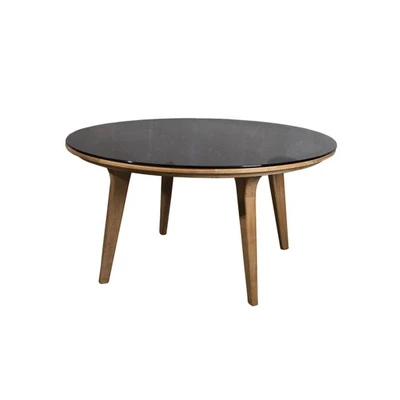 Bild av Cane line Aspect Table Matbord Frame: Teak / Tabletop: Clear glass, Smokey black Ø144 Ø: 144 x H: 74 cm