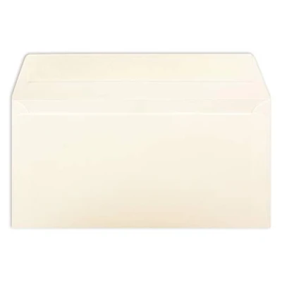 Bild av 75 din långa kuvert, gräddvit 11 x 22 cm 120 g/m² självhäftande lim, standard brevkuvert för dop och inbjudningar från glöd agent
