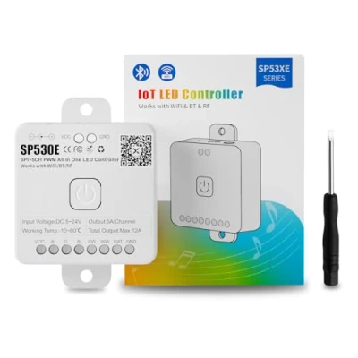 Bild av PAUTIX SP530E WiFi Bluetooth LED styrenhet stöder PWM monokrom CCT RGB RGBW RGBCCT eller SPI TTL IC chip WS2811 WS2812B WS2813 WS2814 WS2815 för SMD/COB DC5V DC12V DC24V remsa