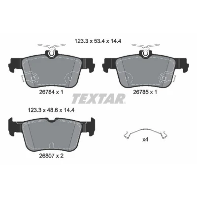 Bild av TEXTAR 2678401 Bromsbeläggsats med akustisk slitagevarnare FORD USA: Mustang Mach E EV, EV 4x4, GT 4x4 2020