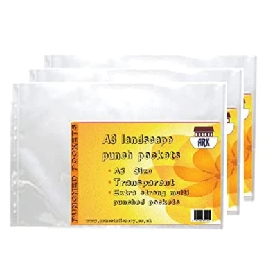 Bild av 30 x ARK A3 glas klar plast 90 mikron starka stansade fickor (landskap)
